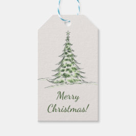 Beige Elegant Frohe Weihnachtsgeschenke Tag Geschenkanhänger