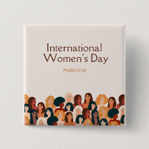 Beige Elegant Internationaler Frauentag 2025 Button