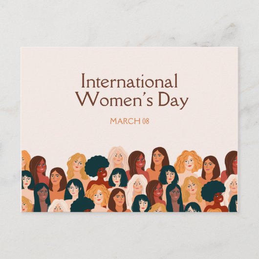Beige Elegant Internationaler Frauentag 2025 Postkarte (Vorderseite)