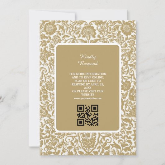 Beige Elegant Islamic Wedding Nikah mit QR-Code Einladung (Rückseite)