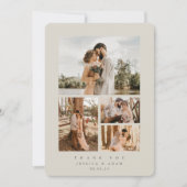 Beige Elegant Minimal 4 Foto Hochzeitswohnung Dankeskarte (Vorderseite)