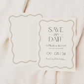 Beige Elegant Minimal Scallop Border Save the Date Einladung