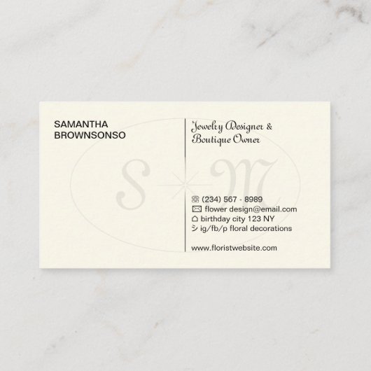 Beige Elegant Minimal Typografie Moderne Visitenkarte (Rückseite)