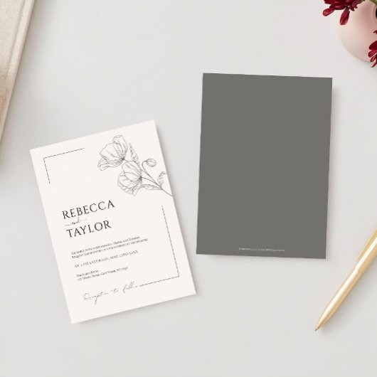 beige Elegant Minimal Wedding invitation Einladung