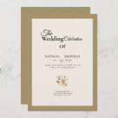 beige elegant rose formal wedding invitations einladung (Vorne/Hinten)