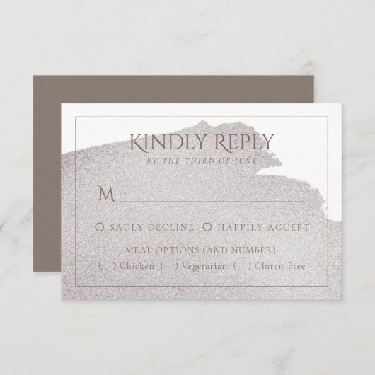 Beige | Elegant Taupe Wasserfarbenentree RSVP Karte (Vorne/Hinten)