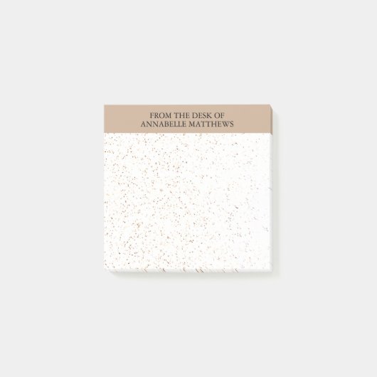 Beige Elegant vom Schreibtisch mit Name Monogramm Post-it Klebezettel (Vorderseite)