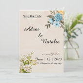 Beige elegant Wedding Card Einladung (Stehend Vorderseite)