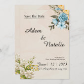 Beige elegant Wedding Card Einladung (Vorne/Hinten)