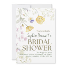 Beige Elegante Blumendusche Einladung