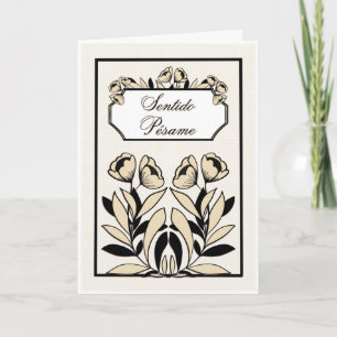 Beige Elegante Blumensympathiekarte Karte
