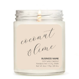 Beige Elegante Candle Cosmetic Aufkleber Etikett