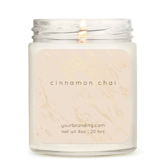 Beige Elegante Candle Cosmetic Aufkleber Etikett