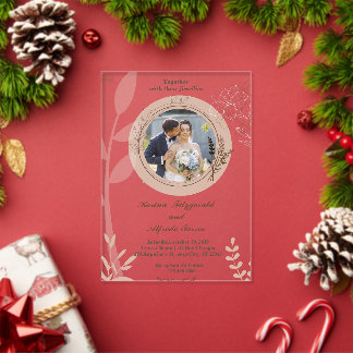 Beige elegante Foto-Acrylh Hochzeitskarten Acryleinladungen