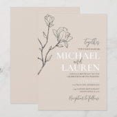 Beige Elegante Hochzeitseinladung Einladung (Vorne/Hinten)