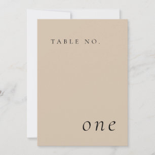 Beige Elegante Minimalistische Tischnummer Card