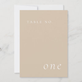 Beige Elegante Minimalistische Tischnummer Card