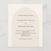 Beige elegante preiswerte Hochzeitseinladung (Vorderseite)