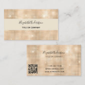 Beige elegante Skript qr-Code Visitenkarte (Vorne/Hinten)