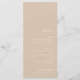 Beige elegante Speisekarte für Hochzeiten Menükarte