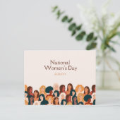 Beige Eleganter Nationaler Frauentag Postkarte (Stehend Vorderseite)