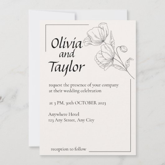 Beige Eleganz  Einladung (Vorderseite)