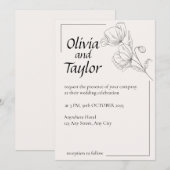 Beige Eleganz  Einladung (Vorne/Hinten)