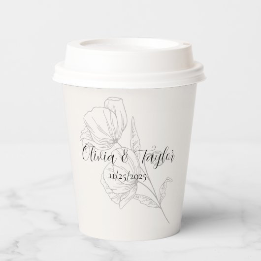 Beige Eleganz Pappbecher (Vorderseite)