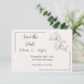 Beige Eleganz Save the Date RSVP Karte (Stehend Vorderseite)