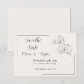 Beige Eleganz Save the Date RSVP Karte (Vorne/Hinten)