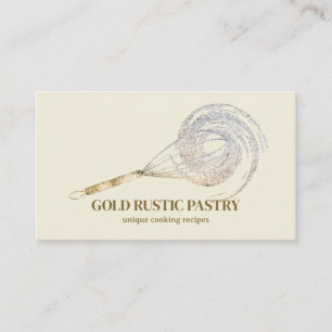 Beige Elfenbein Glanz Schneebesen Glitter Gold Bäc Visitenkarte