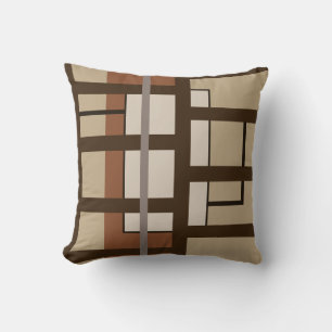 Beige Elfenbeinbraun und orangefarbener geometrisc Kissen