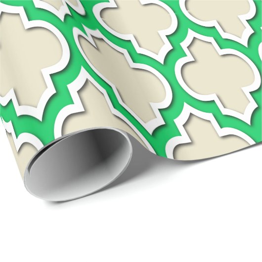 Beige Emerald Green Wht XL Marokkaner #4DS Geschenkpapier (Rolleneckpunkt)