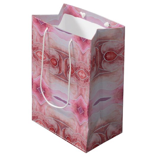 Beige Erde Toned Diamond Wasserfarbe Handgestriche Mittlere Geschenktüte (Vorderseite Schrägansicht)