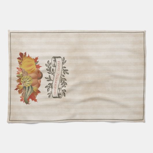Beige Erntedank Pumpkins und Squash Geschirrtuch (Horizontal)