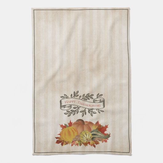 Beige Erntedank Pumpkins und Squash Geschirrtuch (Vertikal)