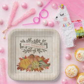 Beige Erntedank Pumpkins und Squash Pappteller (Party)