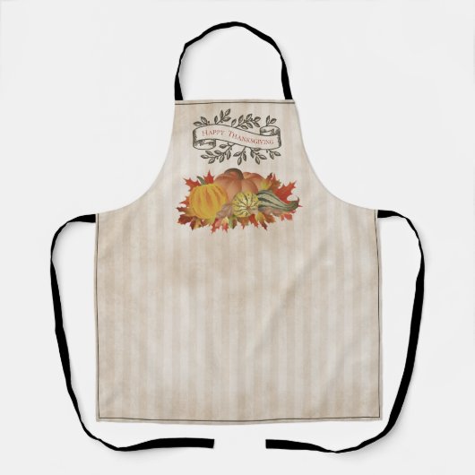 Beige Erntedank Pumpkins und Squash Schürze (Vorderseite)