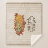 Beige Erntedank Pumpkins und Squash Sherpadecke (Vorderseite)
