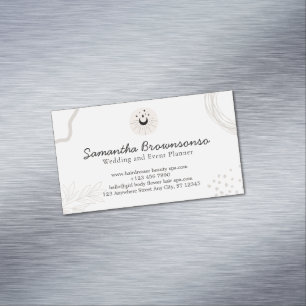 Beige Erröten Schwarz Mond Sterne Reiki Meister Magnetische Visitenkarte