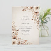 Beige Ethereal Botanical Wedding Einladung (Stehend Vorderseite)