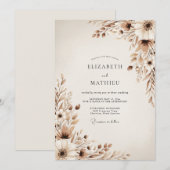 Beige Ethereal Botanical Wedding Einladung (Vorne/Hinten)