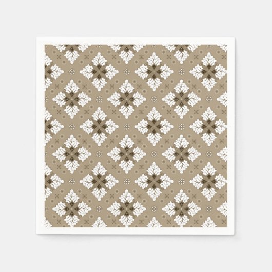 Beige ethnic damask batik seamless pattern serviette (Vorderseite)