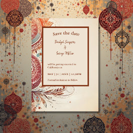 Beige ethnische Hochzeit sicher die Dattelkarte