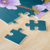 Beige Eule auf der Lila Blumenzweigung Magischer S Puzzle (Seite)