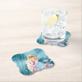 Beige Eule auf der Lila Blumenzweigung Magischer S Untersetzer (Vor Ort)