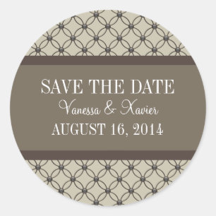 Beige Extravagante Gitter Save the Date Aufkleber