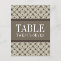 Beige Extravagante Gitter Tischnummer Postkarte