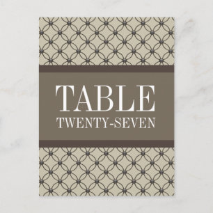 Beige Extravagante Gitter Tischnummer Postkarte
