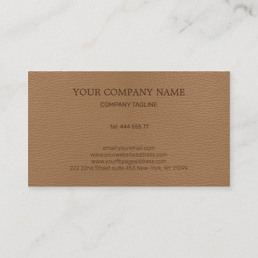 Beige Fake Leather Visitenkarte (Rückseite)